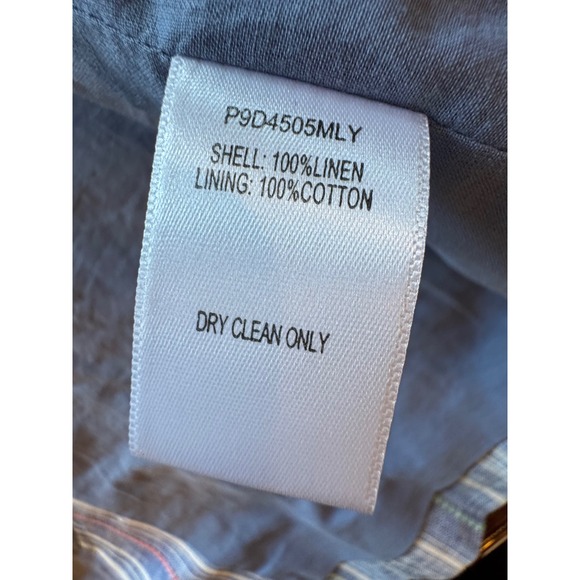 Parker Blazer Women Small Blue Striped Linen Single Breasted Preppy Career Corp - Picture 11 of 12